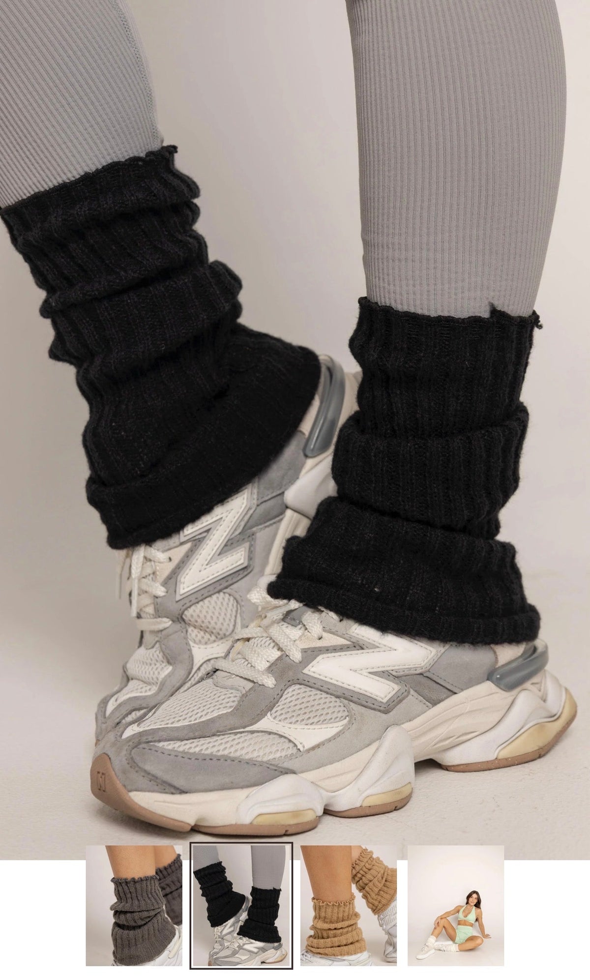Black ribbed leg warmers