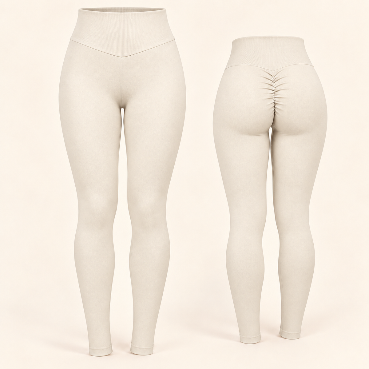 Legging Wave 3D Cream Ivory, front and back; illustrative image