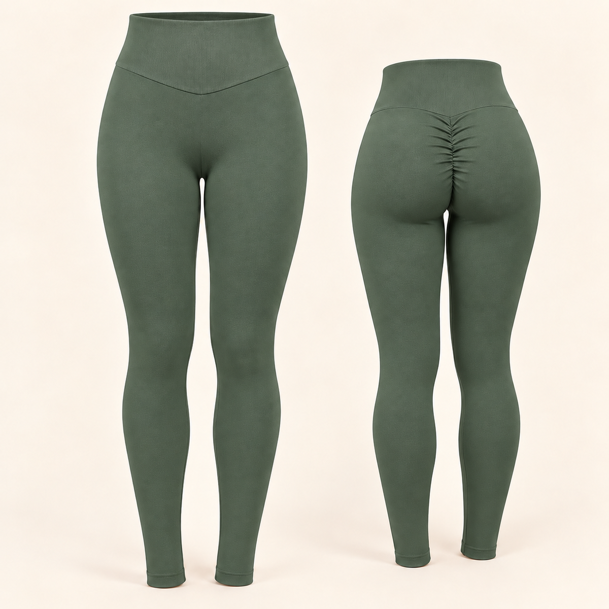 Legging Wave 3D Green, front and back; illustrative image