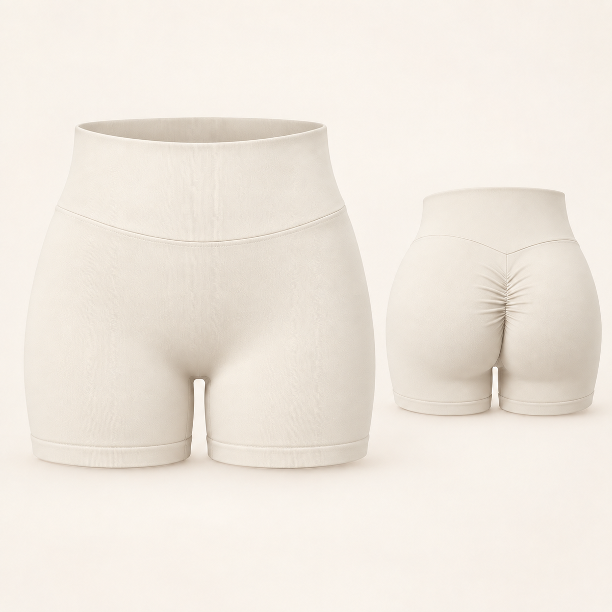 Mini Short Notre Dame Cream Ivory, front and back; illustrative image