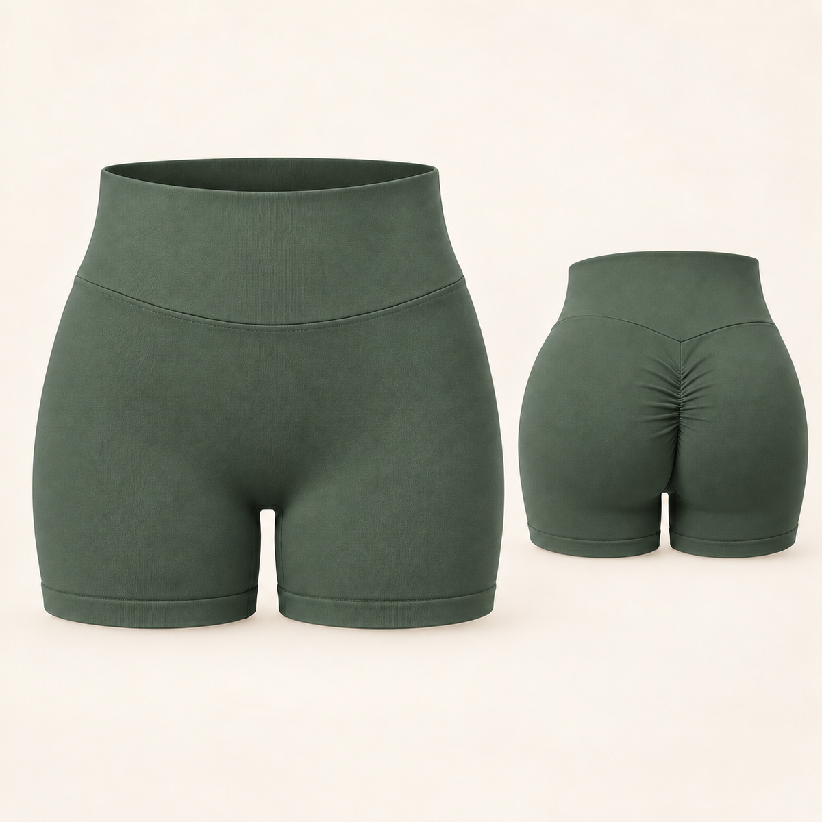 Mini Short Notre Dame Green, front and back; illustrative image